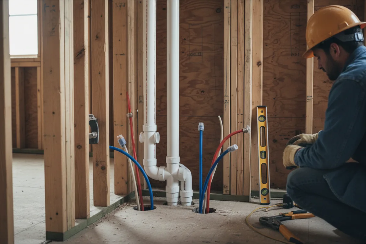 Drain and supply rough-in during Drain Cleaning in Adams